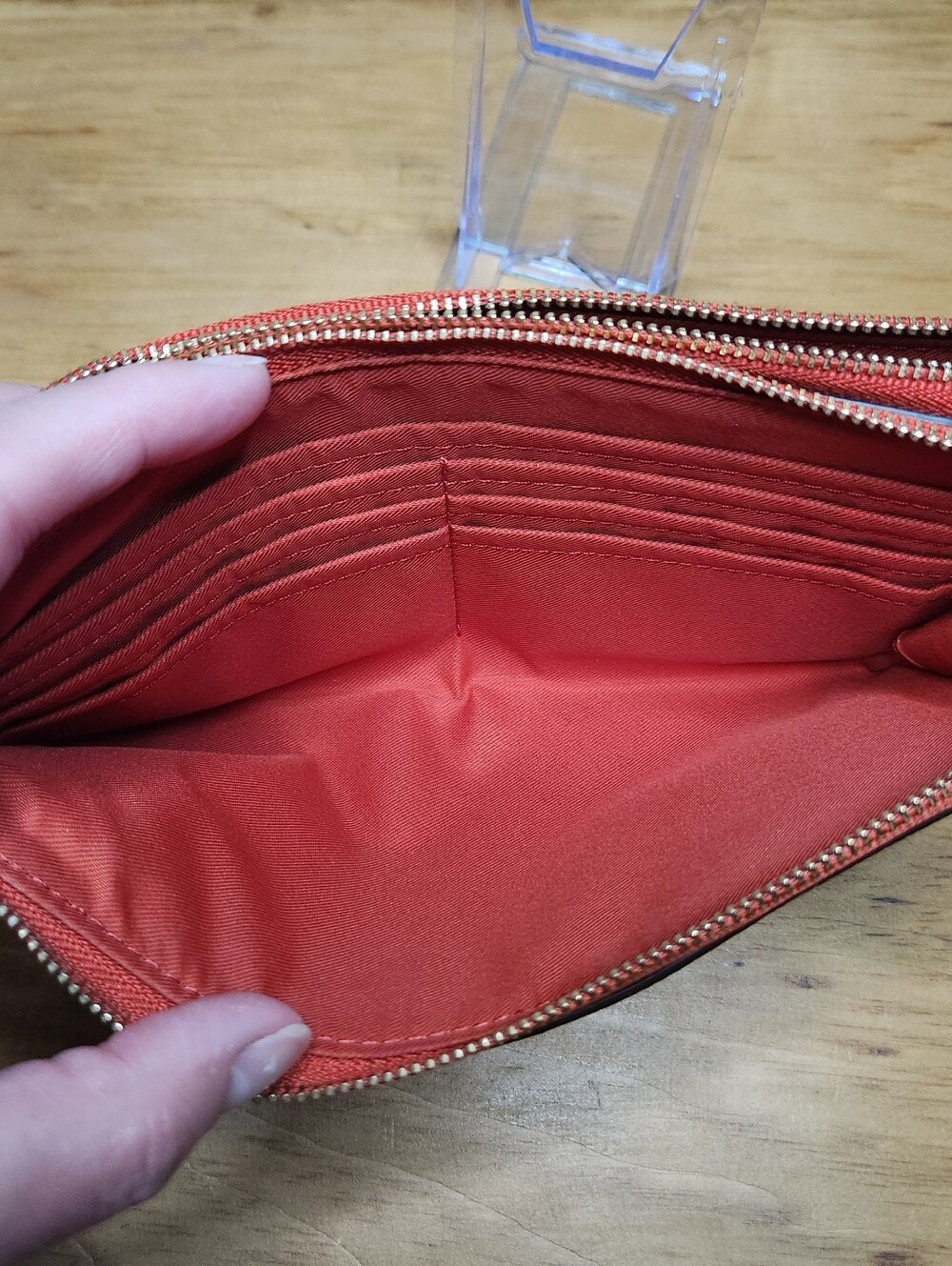 Coach Double Zip Wristlet Red Pebbled Leather EUC - Picture 6 of 12